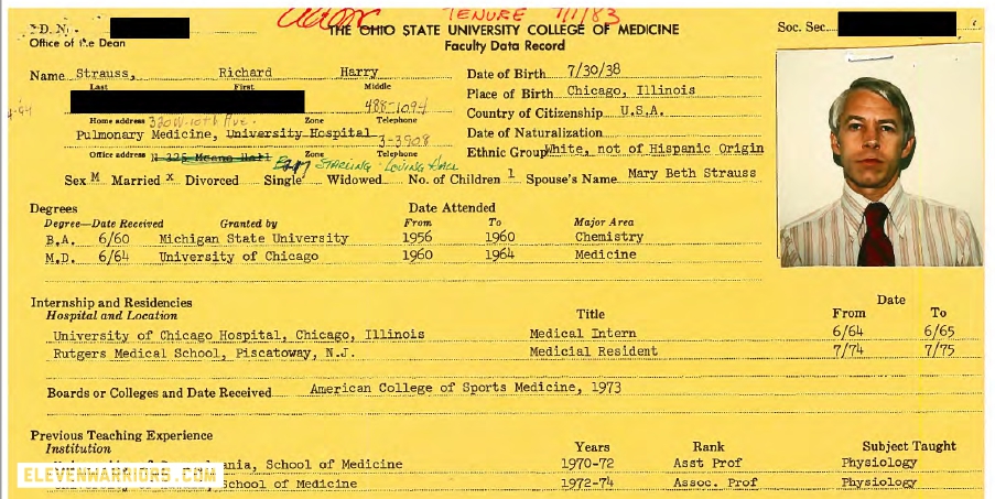 OSU Richard Strauss employment file