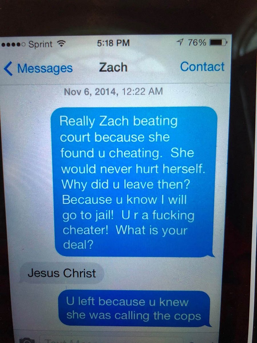 Text messages between Tina Carano and Zach Smith