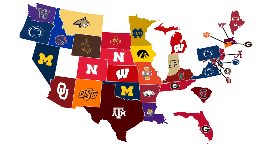 Who has the top recruit in each state committed to them?