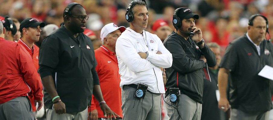 Tony Alford, Urban Meyer and Ryan Day