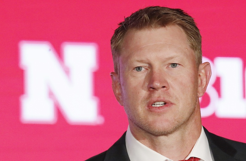 Jul 18, 2019; Chicago, IL, USA; Nebraska Cornhuskers head coach Scott Frost speaks during the Big Ten Football Media Days event at Hilton Chicago. Mandatory Credit: Jim Young-USA TODAY Sports