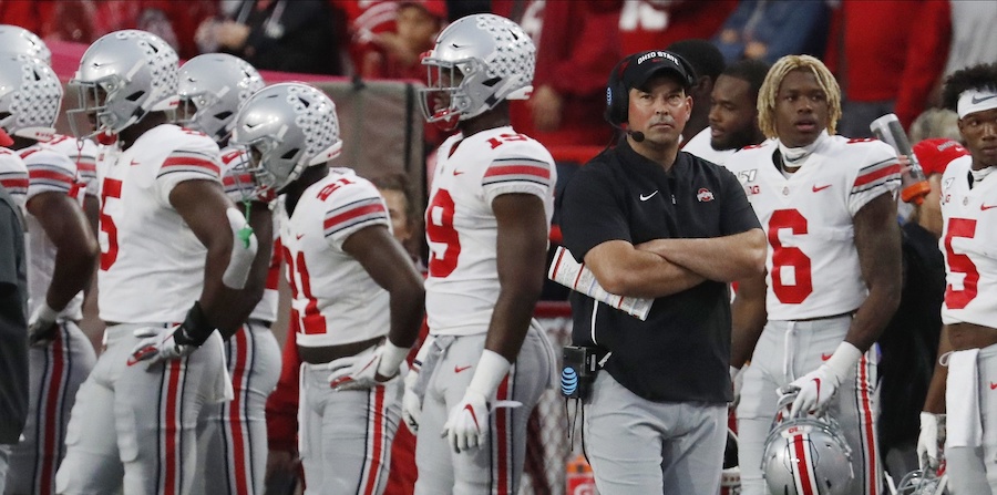 Caption: Sep 28, 2019; Lincoln, NE, USA; Ohio State Buckeyes head coach Ryan Day watches during the game against the Nebraska Cornhuskers in the first half at Memorial Stadium. Mandatory Credit: Bruce Thorson-USA TODAY Sports