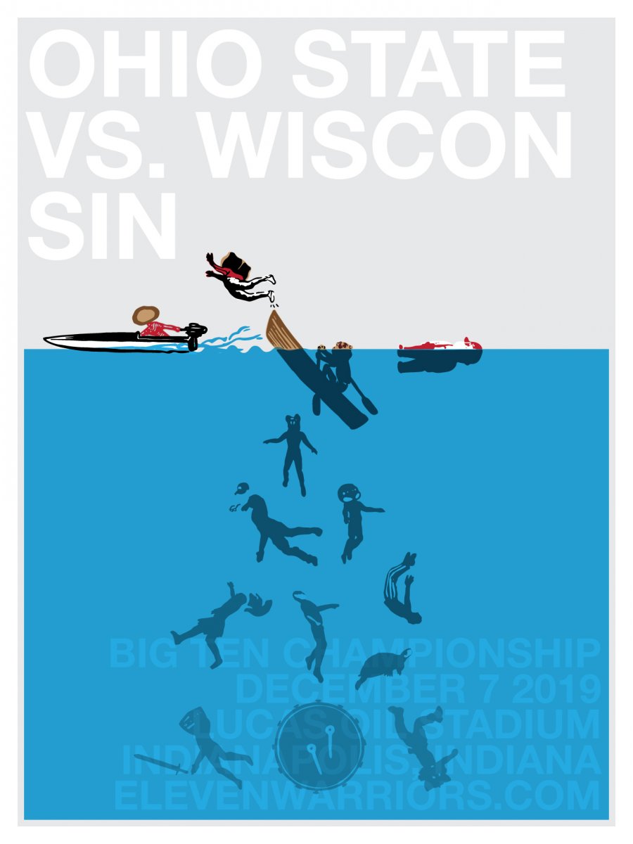 Brutus boat races the Big Ten in this week's game poster.