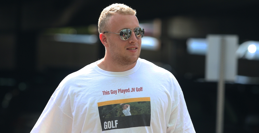 Kevin Woidke and his camp check-in shirt