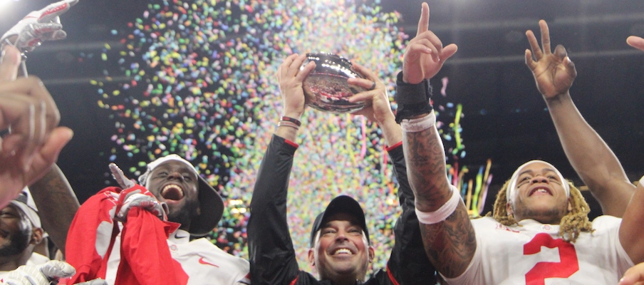 Ryan Day celebrates the 2019 Big Ten Championship Game