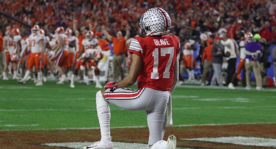 Chris Olave in end zone vs Clemson Chris Olave in end zone vs Clemson