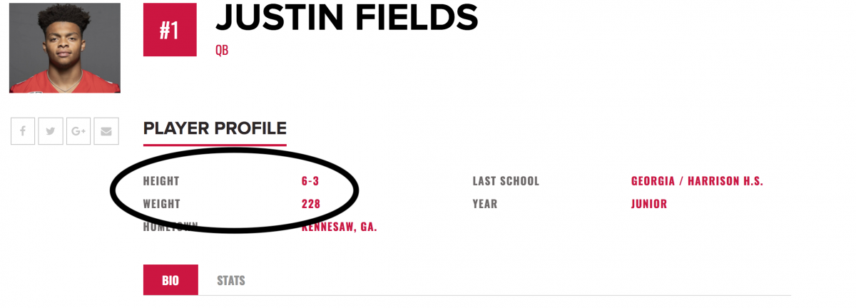 Justin Fields' size.