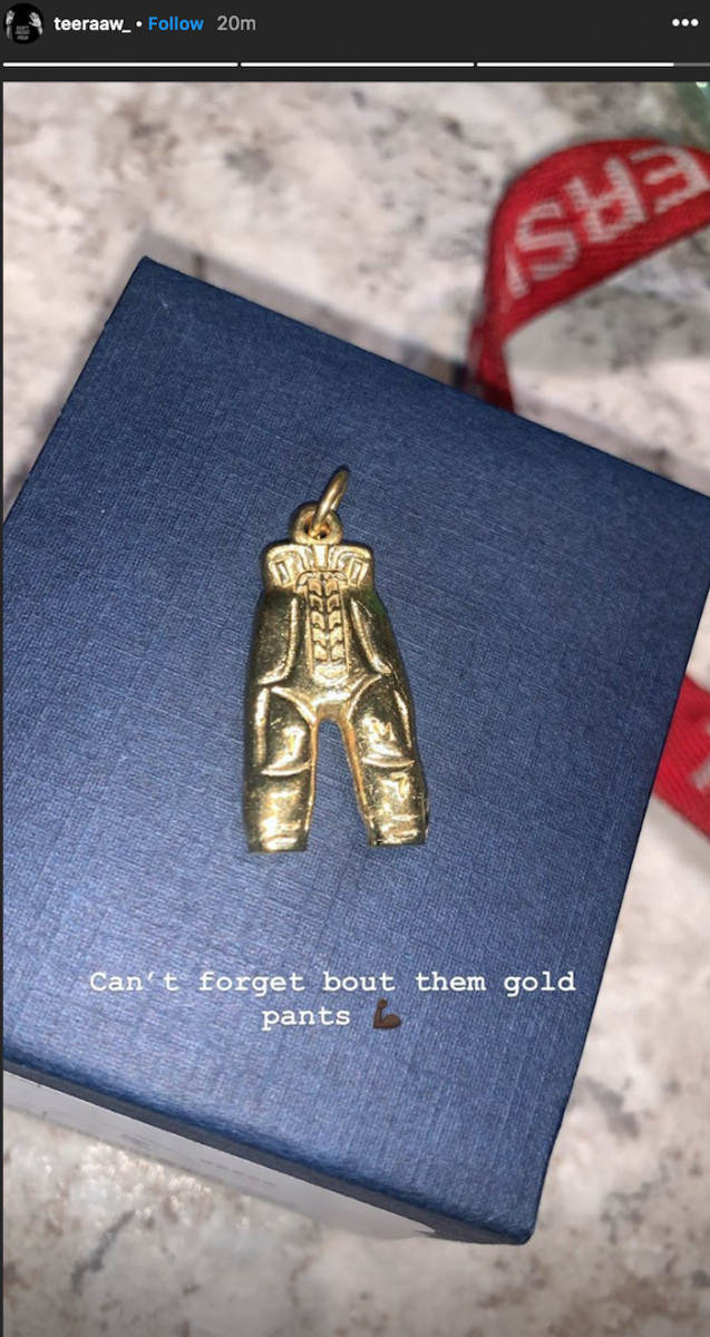 Mitchell's gold pants. Mitchell's gold pants.