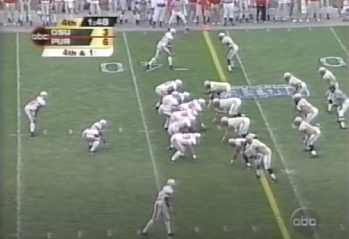 going to be up to the offensive line - no, Krenzel's going to throw for it! going to be up to the offensive line - no, Krenzel's going to throw for it!