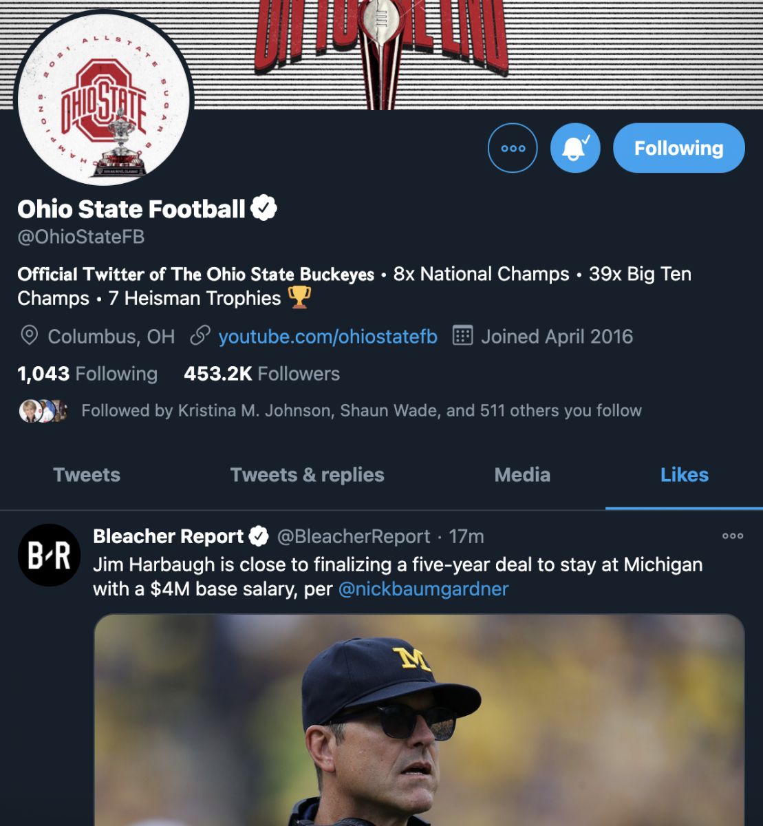 Ohio State "Likes" the news.