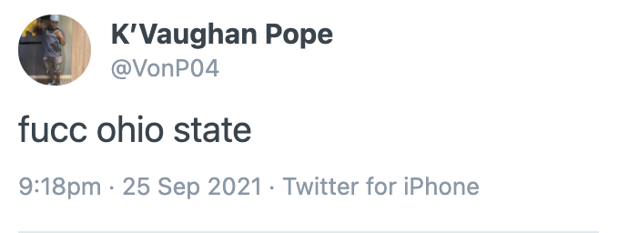 K'Vaughan Pope tweet