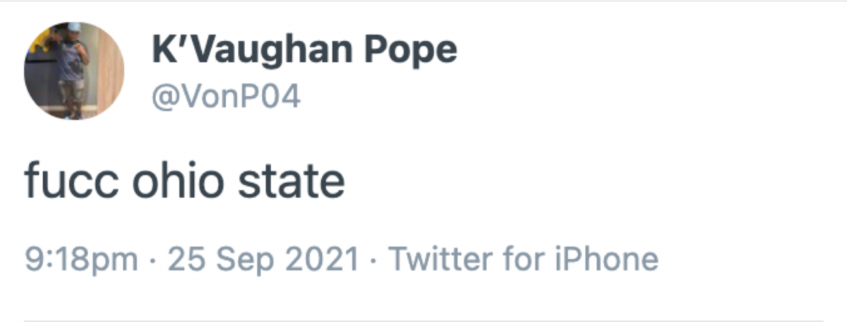 K'Vaughan Pope Tweet