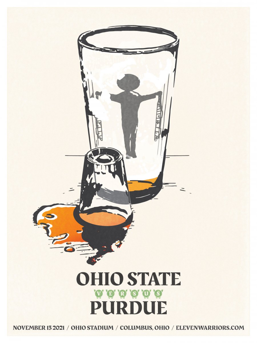 Brutus finishes his boilermaker and moves on in this week's game poster.