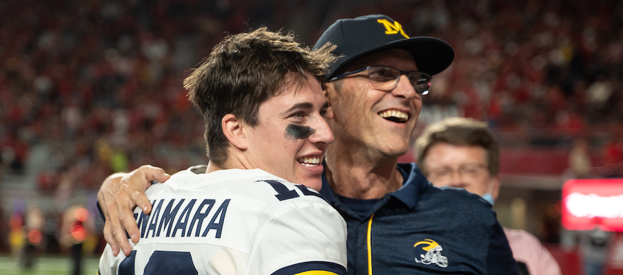 Jim Harbaugh and Cade McNamara