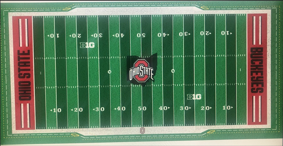 Scarlet stripe end zones