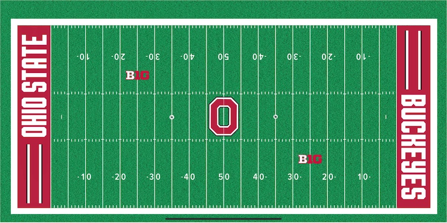 Scarlet stripe end zones