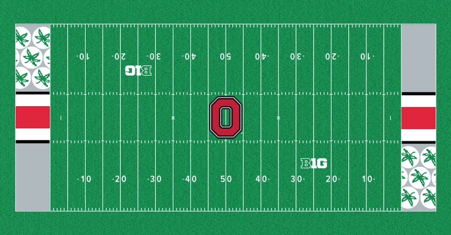 Helmet stripe end zones