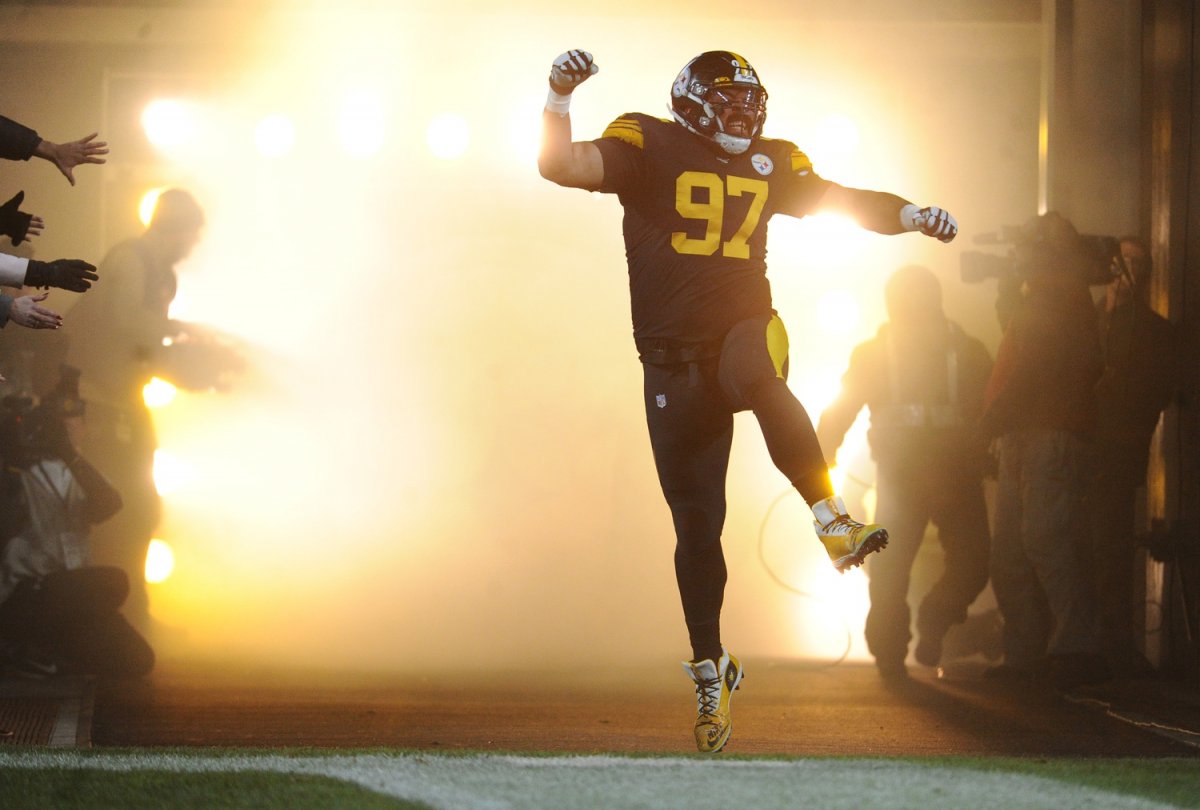 Dec 15, 2019; Pittsburgh, PA, USA; Pittsburgh Steelers defensive end Cameron Heyward (97) is introduced before playing the Buffalo Bills at Heinz Field. Mandatory Credit: Philip G. Pavely-USA TODAY Sports