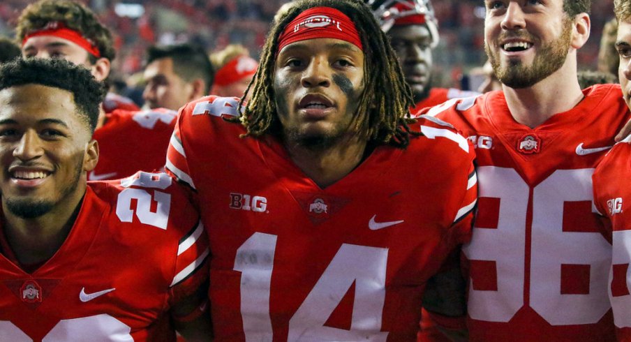 Ronnie Hickman celebrates Ohio State’s win over Penn State last season