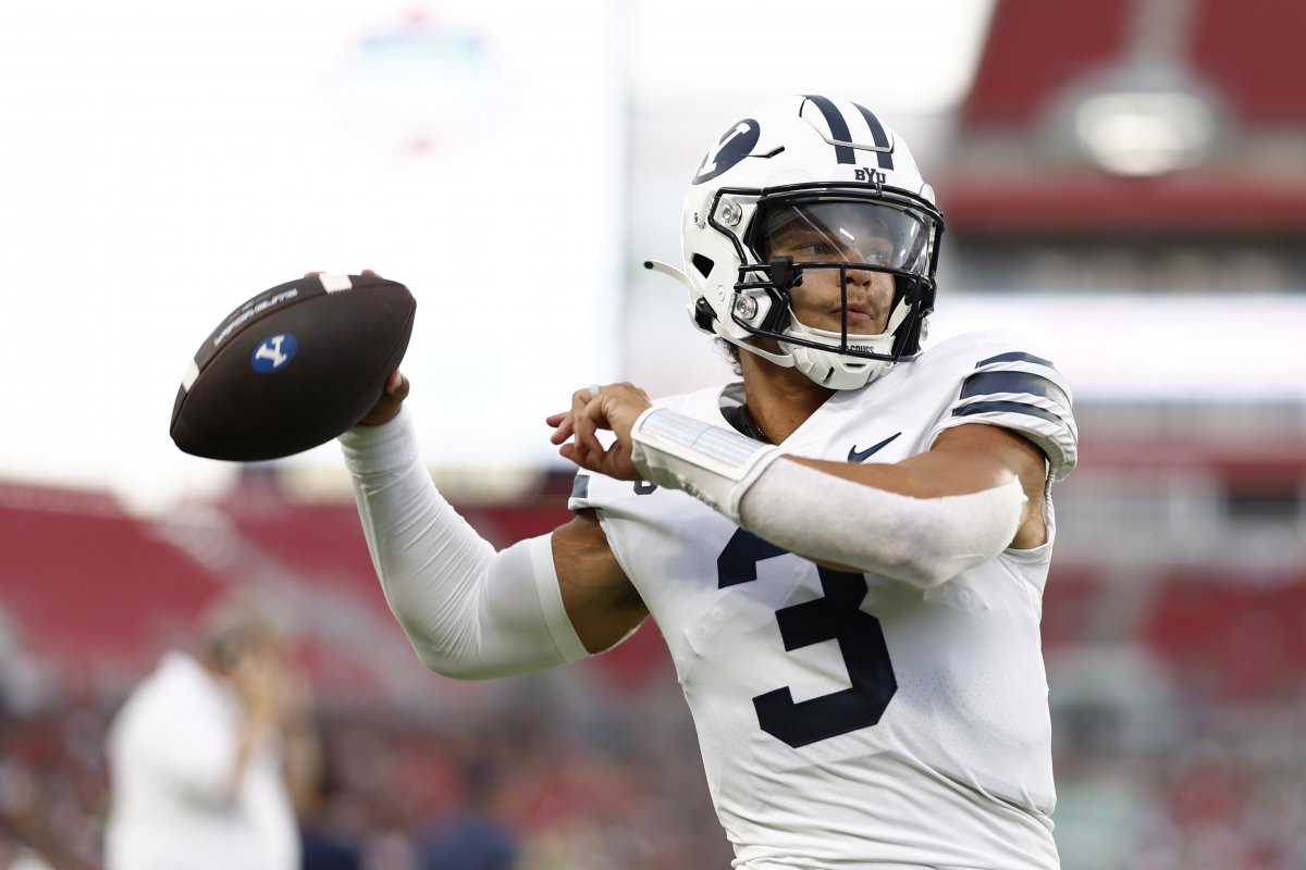 Quarterback Jaren Hall of the BYU Cougars