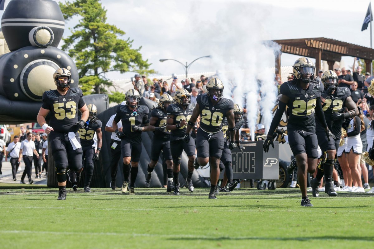 Purdue Boilermakers football team takes the field against Indiana St.