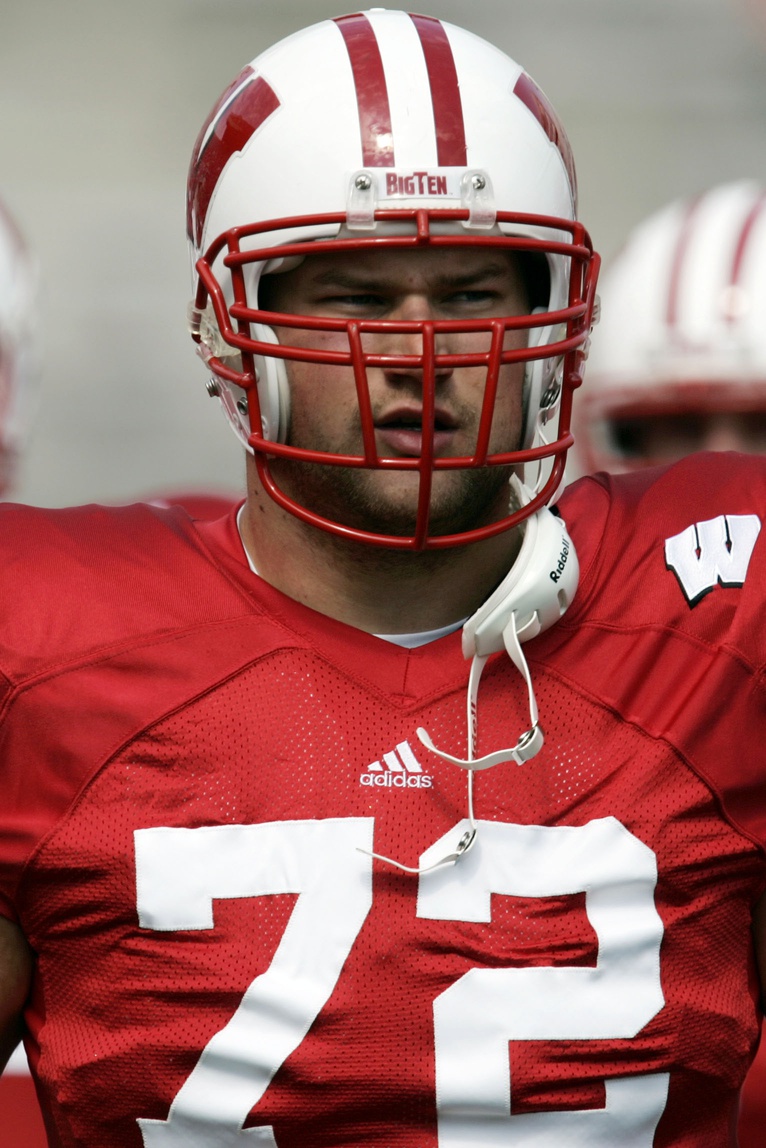 September 16, 2006; Madison, WI, USA; Wisconsin Badgers offensive lineman (72) Joe Thomas warms up before the game against the San Diego State Aztecs at Camp Randall Stadium. Mandatory Credit: Photo By Jeff Hanisch-USA TODAY Sports Copyright (c) 2006 Jeff Hanisch