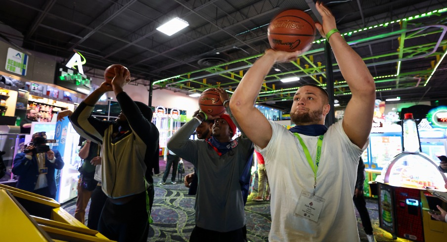 Cade Stover was among Ohio State's players participating in the basketball contest Wednesday. 