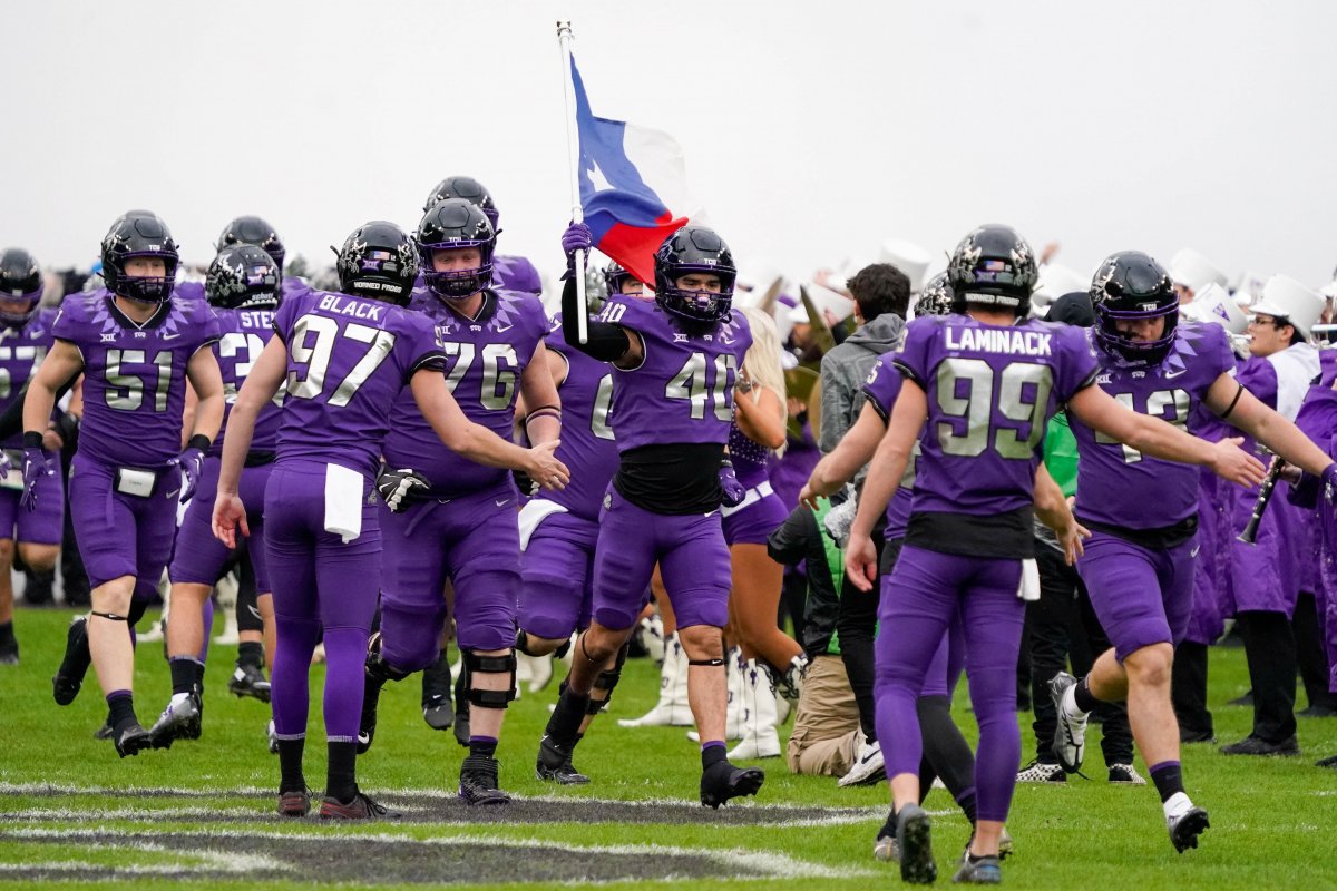 The TCU Horned Frogs Football Team takes the field