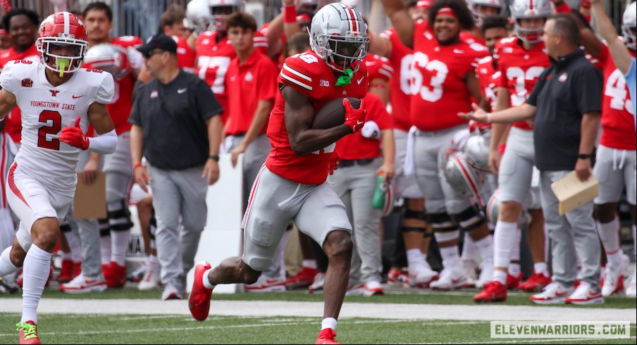 Marvin Harrison Jr. talks about Ohio State's offense in the Buckeyes' 35-7  win over Youngstown State 