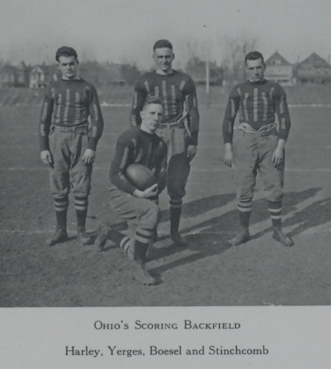 Howard Yerges Sr. with the 1917 Ohio State backfield