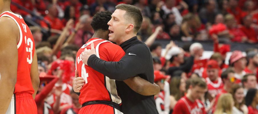 Jake Diebler hugging Dale Bonner