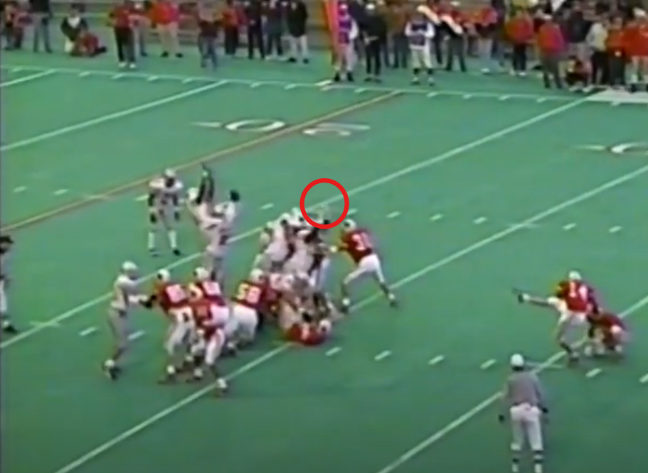 Orlando Pace blocks a field goal attempt against Wisconsin in 1995.