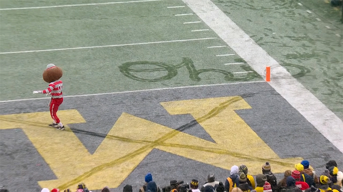 Brutus Buckeye stole the show by defacing Michigan Stadium's field