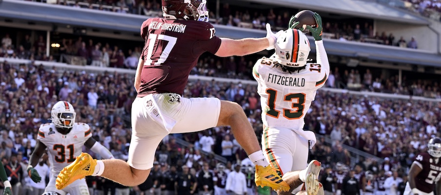 Bryce Fitzgerald intercepting a pass vs. Texas A&M