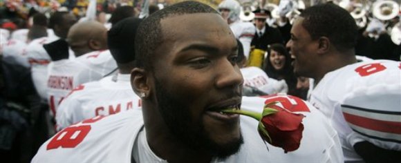 Beanie Wells celebrates the Michigan win