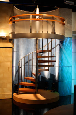 Staircase to Keady's studio apartment