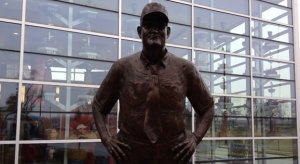 Wayne Woodrow Hayes statue installed outside the WHAC.