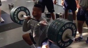 Saquon Barkley power cleans 405 police.