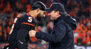 Former Oregon State head coach with Beavers quarterback D.J. Uiagalelei