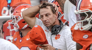 Dabo Swinney looking sad after Clemson’s loss
