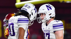 Northwestern Wildcat football players Ricky Ahumaraeze (left) and Griffin Wilde (right)