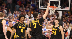 Iowa’s Alvaro Folgueiras celebrates his game-winning 3-pointer vs. Florida