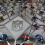 Wall of helmets at the 2025 NFL Draft