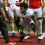 C.J. Hicks working on pass-rush drills with Larry Johnson