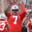 Dwayne Haskins celebrating Ohio State’s 2018 win over Michigan