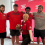 Ohio State offensive linemen, Devin McCuin at blood drive