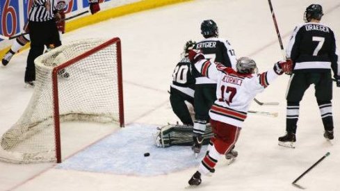 Max McCormick is about to destroy Drew Brevig in celebration