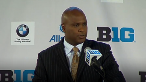 Purdue head coach Darrell Hazell at Big Ten Media Days