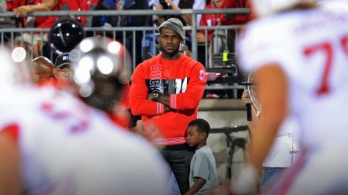 LeBron James takes in the Ohio State–Wisconsin game.