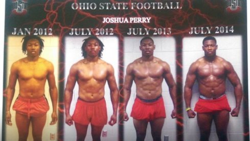 Joshua Perry has added more than 30 pounds of muscle at Ohio State in two years.